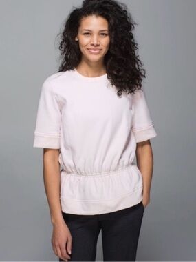 lululemon athletica Light Pink Short Sleeve Sweatshirt with Gathered Waist